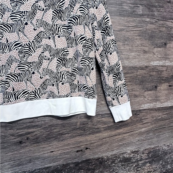 J. Crew Black Tan White Zebra Print Crewneck Sweatshirt - Picture 9 of 9